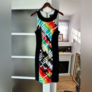 Frank Lyman Design Montreal Sheath Dress Below Knee Size 8 Exposed Gold Zipper